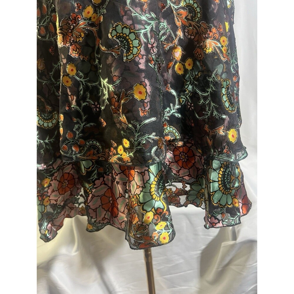 Alice + Olivia Dress Woman's Moore Tiered Layered Black Floral Vinelands Size 2 - Picture 12 of 13